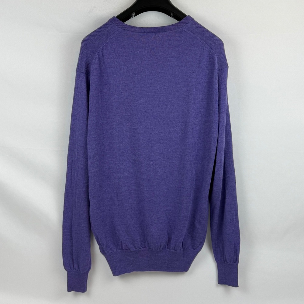 Peter Millar Mens V Neck Sweater Purple Merino Wool Silk Blend Size L - Picture 4 of 10